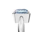 Fancy Blue Princess Cut Diamond Halo Engagement Ring in Silver with Plain Split Shank and Prong Setting_17
