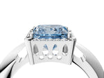 Fancy Blue Princess Cut Diamond Halo Engagement Ring in White gold with Plain Split Shank and Prong Setting_4