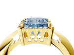Fancy Blue Princess Cut Diamond Halo Engagement Ring in Yellow gold with Plain Split Shank and Prong Setting_4