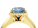 Fancy Blue Princess Cut Diamond Halo Ring in Yellow gold with Cathedral Band and Prong Setting_4