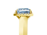 Fancy Blue Princess Cut Diamond Halo Ring in Yellow gold with Cathedral Band and Prong Setting_5