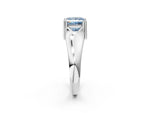 Fancy Blue Princess Cut Diamond Solitaire Ring in Platinum with Smooth Wide Band and Prong Setting_14