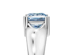 Fancy Blue Princess Cut Diamond Solitaire Ring in Platinum with Smooth Wide Band and Prong Setting_17