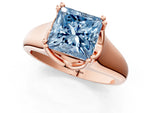 Fancy Blue Princess Cut Diamond Solitaire Ring in Rose gold with Smooth Wide Band and Prong Setting_1