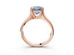 Fancy Blue Princess Cut Diamond Solitaire Ring in Rose gold with Smooth Wide Band and Prong Setting_3