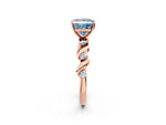 Fancy Blue Princess Cut Diamond Solitaire Ring in Rose gold with Twisted Ribbon Band and Round Accents_2
