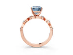 Fancy Blue Princess Cut Diamond Solitaire Ring in Rose gold with Twisted Ribbon Band and Round Accents_3