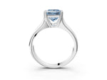 Fancy Blue Princess Cut Diamond Solitaire Ring in Silver with Smooth Wide Band and Prong Setting_15