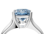 Fancy Blue Princess Cut Diamond Solitaire Ring in Silver with Smooth Wide Band and Prong Setting_16