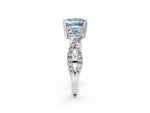 Fancy Blue Princess Cut Diamond Solitaire Ring in White gold with Interwoven Pavé Band and Prong Setting_2