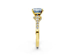 Fancy Blue Princess Cut Diamond Solitaire Ring in Yellow gold with Crossover Gallery and Round Pavé Band_2