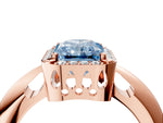 Fancy Blue Radiant Cut Diamond Halo Engagement Ring in Rose gold with Plain Split Shank and Prong Setting_4