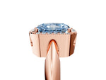 Fancy Blue Radiant Cut Diamond Halo Engagement Ring in Rose gold with Plain Split Shank and Prong Setting_5