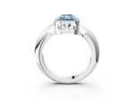 Fancy Blue Radiant Cut Diamond Halo Engagement Ring in Silver with Plain Split Shank and Prong Setting_9