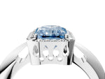 Fancy Blue Radiant Cut Diamond Halo Engagement Ring in White gold with Plain Split Shank and Prong Setting_4