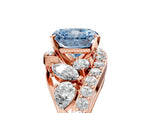 Fancy Blue Radiant Cut Diamond Halo Ring in Rose gold with Marquise and Pavé Band in Prong Setting_5