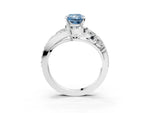 Fancy Blue Radiant Cut Diamond Halo Ring in White gold with Marquise and Pavé Band in Prong Setting_3
