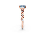 Fancy Blue Radiant Cut Diamond Solitaire Ring in Rose gold with Twisted Ribbon Band and Round Accents_2