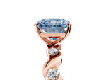 Fancy Blue Radiant Cut Diamond Solitaire Ring in Rose gold with Twisted Ribbon Band and Round Accents_5