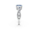Fancy Blue Radiant Cut Diamond Solitaire Ring in Silver with Interwoven Pavé Band and Prong Setting_8