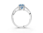 Fancy Blue Radiant Cut Diamond Solitaire Ring in White gold with Interwoven Pavé Band and Prong Setting_3