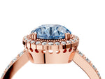 Fancy Blue Round Cut Diamond Halo Engagement Ring in Rose gold with Milgrain Detail and Pavé Band_4