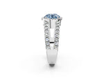 Fancy Blue Round Cut Diamond Halo Ring in Platinum with Split Shank Band and Prong Setting_14
