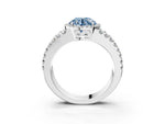 Fancy Blue Round Cut Diamond Halo Ring in Platinum with Split Shank Band and Prong Setting_15