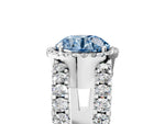 Fancy Blue Round Cut Diamond Halo Ring in Platinum with Split Shank Band and Prong Setting_17