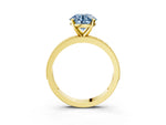 Fancy Blue Round Cut Diamond Milgrain Pavé Engagement Ring in Yellow gold with Prong Setting_3