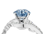Fancy Blue Round Cut Diamond Solitaire Ring in Silver with Pavé Twist Band and Prong Setting_16