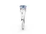 Fancy Blue Round Cut Diamond Solitaire Ring in White gold with Smooth Wide Band and Prong Setting_2