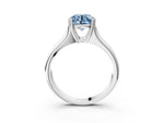Fancy Blue Round Cut Diamond Solitaire Ring in White gold with Smooth Wide Band and Prong Setting_3