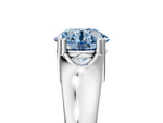Fancy Blue Round Cut Diamond Solitaire Ring in White gold with Smooth Wide Band and Prong Setting_5
