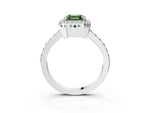 Fancy Green Asscher Cut Diamond Halo Engagement Ring in White gold with Milgrain Detail and Pavé Band_3