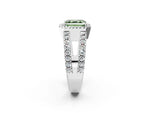 Fancy Green Asscher Cut Diamond Halo Ring in Silver with Split Shank Band and Prong Setting_8
