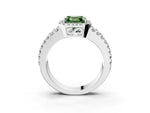Fancy Green Asscher Cut Diamond Halo Ring in White gold with Split Shank Band and Prong Setting_3