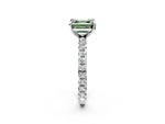 Fancy Green Asscher Cut Diamond Pavé Solitaire Ring in White gold with Round Pavé Band and Prong Setting_2