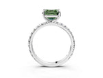 Fancy Green Asscher Cut Diamond Pavé Solitaire Ring in White gold with Round Pavé Band and Prong Setting_3