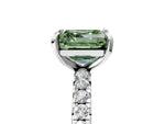 Fancy Green Asscher Cut Diamond Pavé Solitaire Ring in White gold with Round Pavé Band and Prong Setting_5