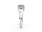Fancy Green Asscher Cut Diamond Solitaire Ring in Platinum with Smooth Wide Band and Prong Setting_14