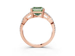 Fancy Green Asscher Cut Diamond Solitaire Ring in Rose gold with Interwoven Pavé Band and Prong Setting_3