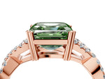 Fancy Green Asscher Cut Diamond Solitaire Ring in Rose gold with Interwoven Pavé Band and Prong Setting_4