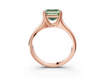 Fancy Green Asscher Cut Diamond Solitaire Ring in Rose gold with Smooth Wide Band and Prong Setting_3