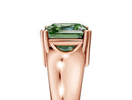 Fancy Green Asscher Cut Diamond Solitaire Ring in Rose gold with Smooth Wide Band and Prong Setting_5