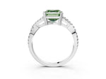 Fancy Green Asscher Cut Diamond Solitaire Ring in Silver with Interwoven Pavé Band and Prong Setting_9