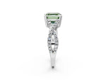 Fancy Green Asscher Cut Diamond Solitaire Ring in White gold with Interwoven Pavé Band and Prong Setting_2