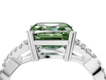 Fancy Green Asscher Cut Diamond Solitaire Ring in White gold with Interwoven Pavé Band and Prong Setting_4