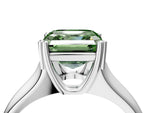 Fancy Green Asscher Cut Diamond Solitaire Ring in White gold with Smooth Wide Band and Prong Setting_4