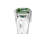 Fancy Green Asscher Cut Diamond Solitaire Ring in White gold with Smooth Wide Band and Prong Setting_5